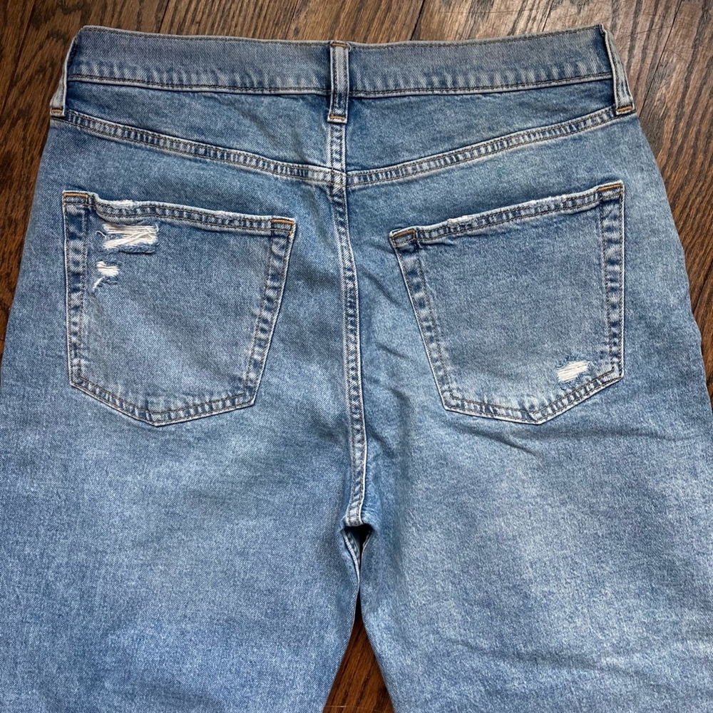 GAP Light Blue Straight Leg Jeans with Distressing - Picture 6 of 8